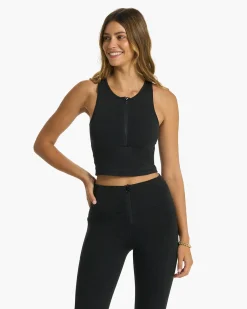 Granite Heathered Zip Tank
