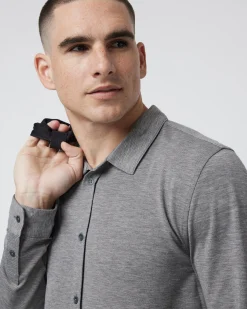 Long Sleeve Knit Twill Button Down