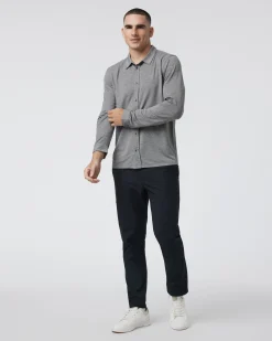 Long Sleeve Knit Twill Button Down