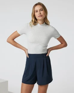 Short Sleeve Pose Mock Neck